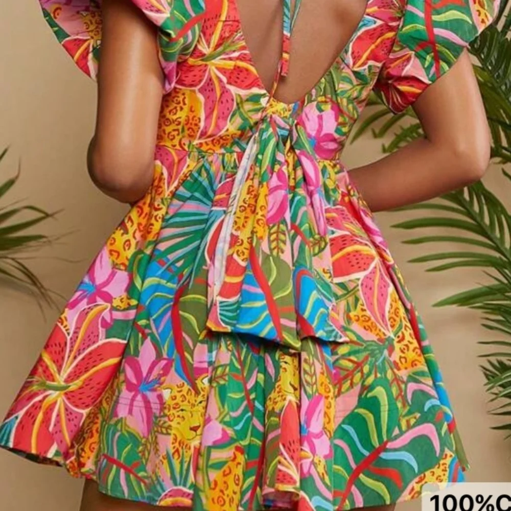 Women's Tropical print mini dress size large - Picture 3 of 9